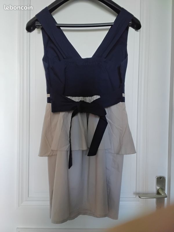 Robe été courte bleu et beige t38/40 (image 2)