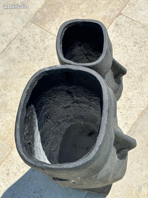 Lot de 2 statues caches pots géants île de Pâques Moaï (image 2)