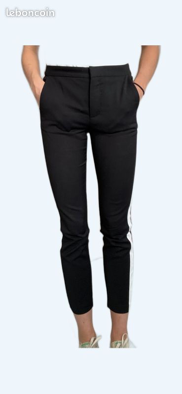 Pantalon Noir bandes blanches (image 1)
