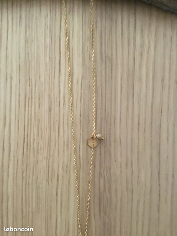 Collier en acier inoxydable doré avec corne / croissant de lune en œil de tigre (image 4)