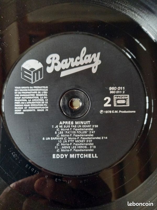 Eddy mitchell après minuit vinyl lp album 1978 (image 6)
