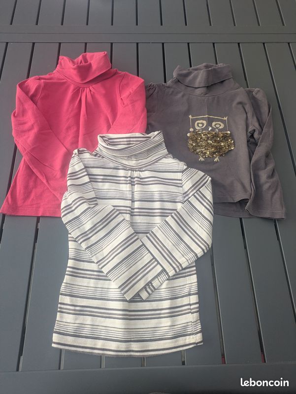 Pull Col Roulé Fille - Sweat-Shirt Chaud Hiver - T-Shirt Tricot Décontracté - Taille 3 à 12 Ans - Vêtement Sport Confy
