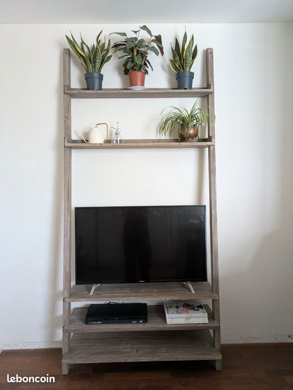 Meuble TV étagères en bois recyclé (image 1)