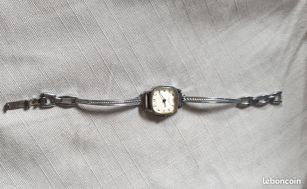Montre Vintage Flamor Pour Femme - Bracelet Jonc Argent Massif, Mouvement Mécanique