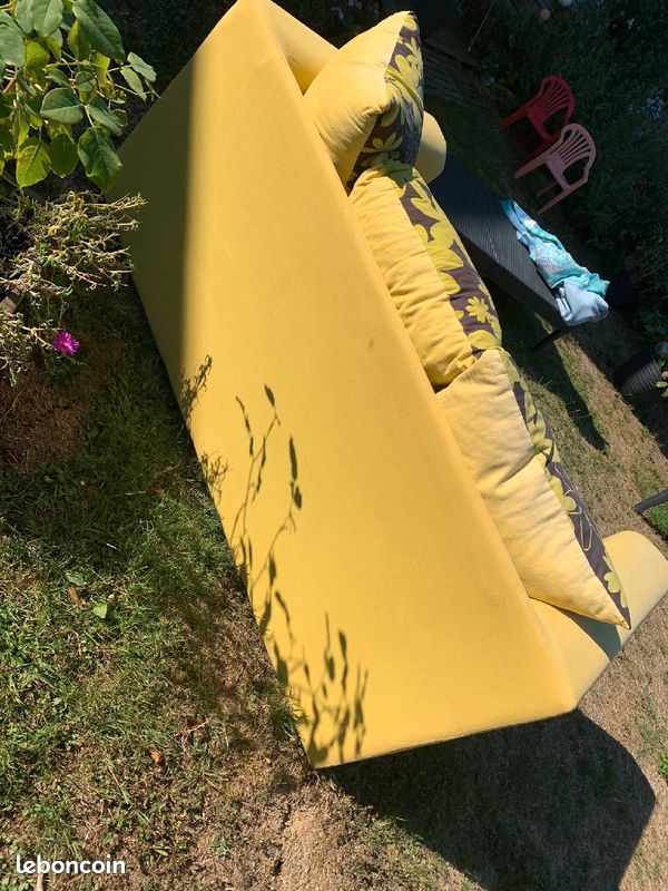 Canapé jaune/vert bon état (image 4)