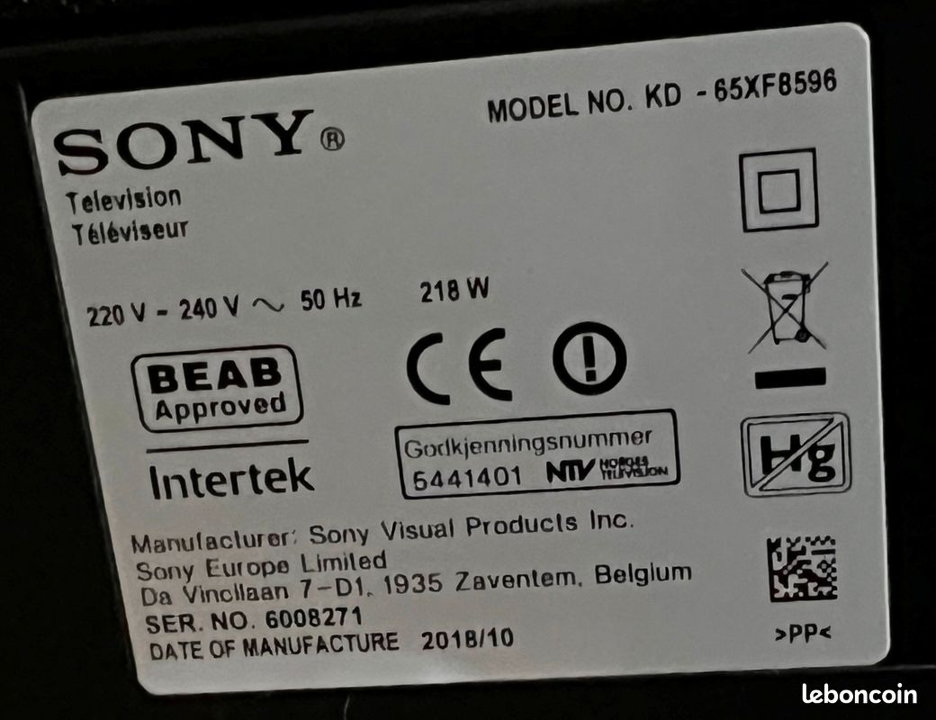 Télévision Sony 65 pouces, 4 K (image 3)