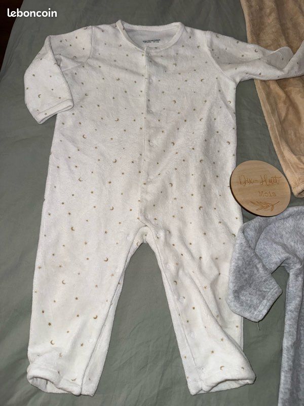 Lot de 3 pyjamas velours sans pieds ouverture par devant (image 3)