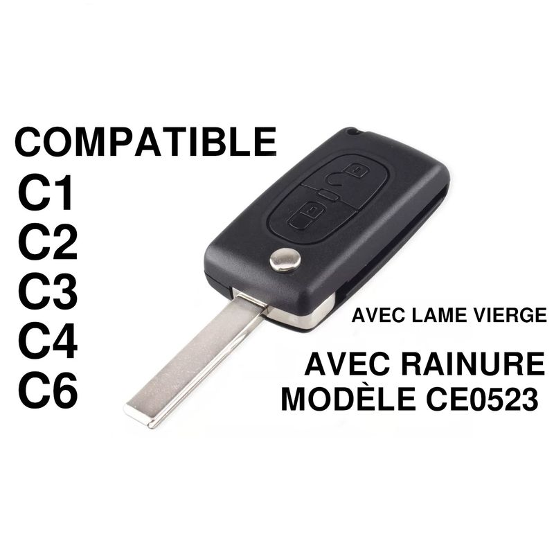 Coque Clé Citroen C3 Compatible Pour C1/C2/C3/C4/C5/C6 2 BOUTONS