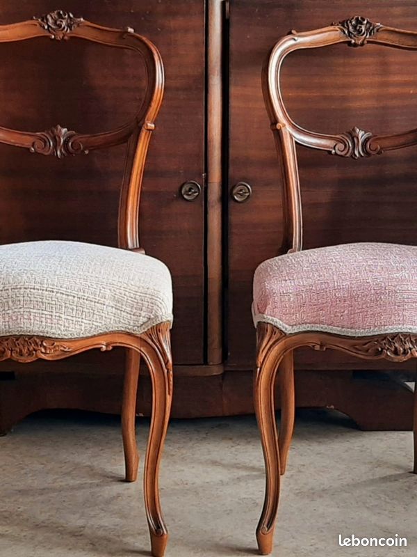 Paire de chaises de chambre de style Louis XV, entièrement restaurées (image 5)