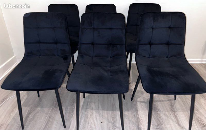 Lot De 6 Chaises MILA En Velours Bleu Pour Salle à Manger - Design Moderne Et Confortable