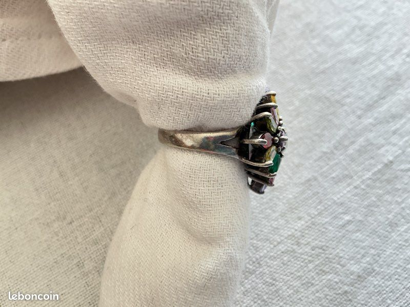 BA397 Bague Argent Massif Améthyste. Taille 60 ~ Bijou Nepal ~ Bijou Onyx ~ Bague Onyx