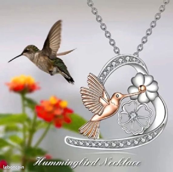 Féeries Et Merveilles Collier Colibri - Pendentif Oiseau Féerique Avec Chaîne Argent 40 Cm