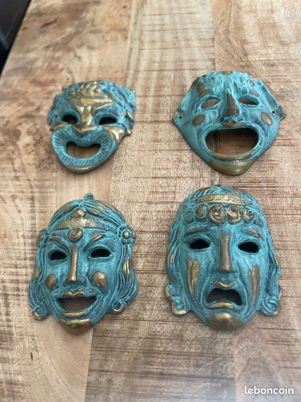 4 masques grecs bronze massif (image 2)