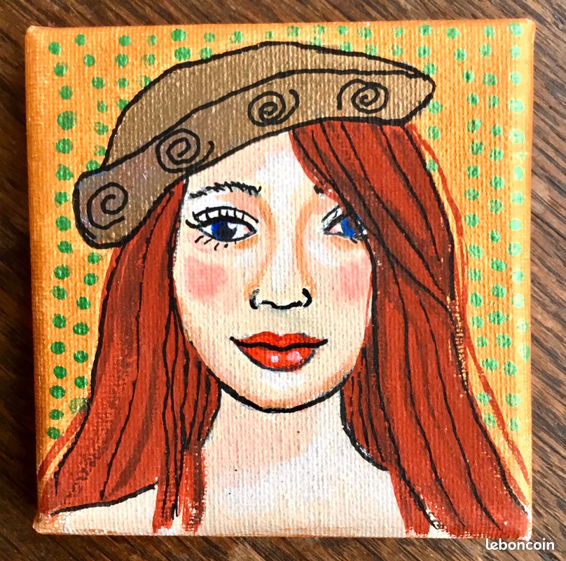Portraits à l’acrylique sur petite toile 10 x 10 cm (image 5)