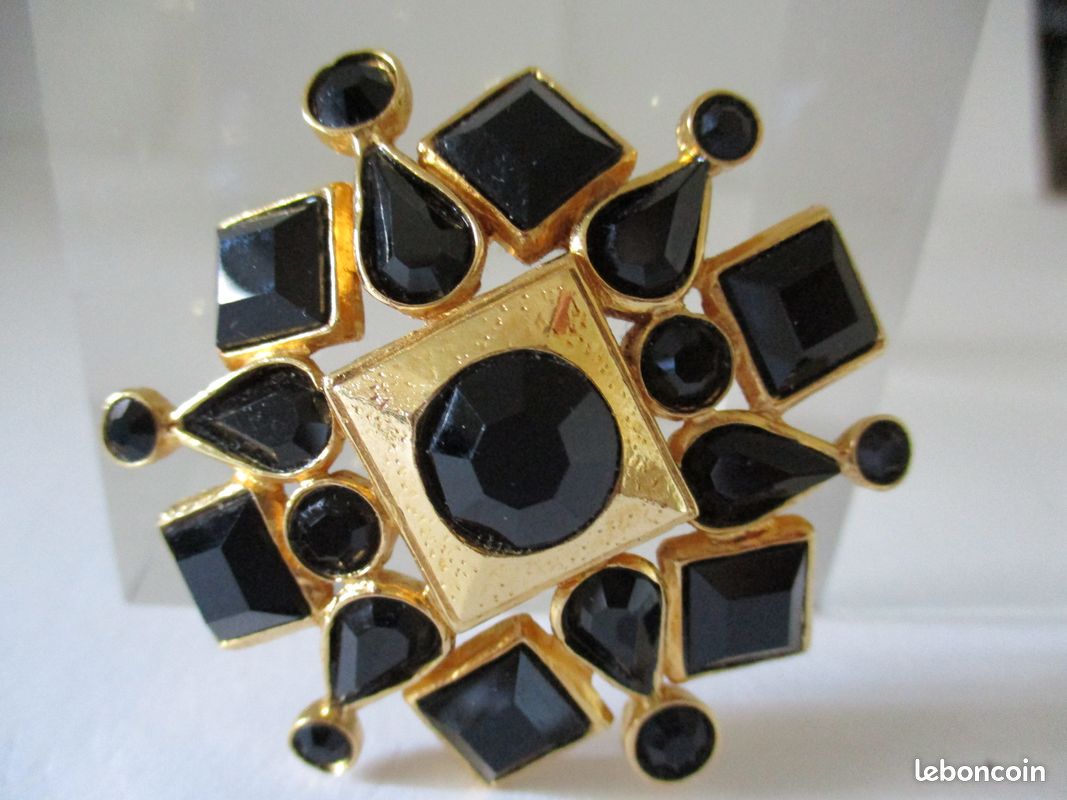 Broche vintage cabochons en pâte de verre : signé (image 18)