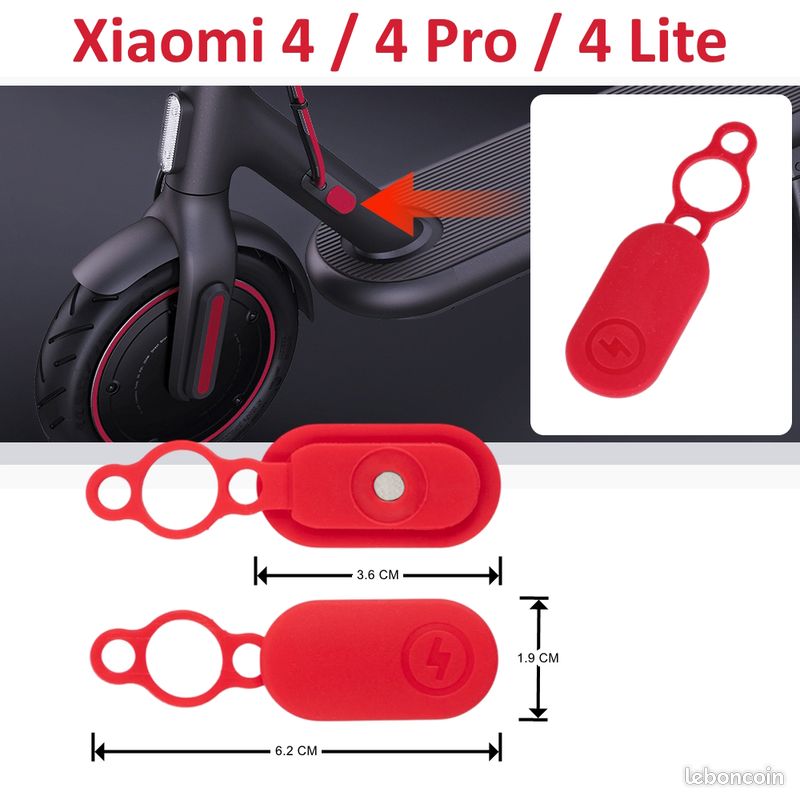 Cache Port de Charge Silicone avec Aimant Trottinette Électrique Xiaomi 4, 4 Lite, 4 Pro - Sport & Plein air