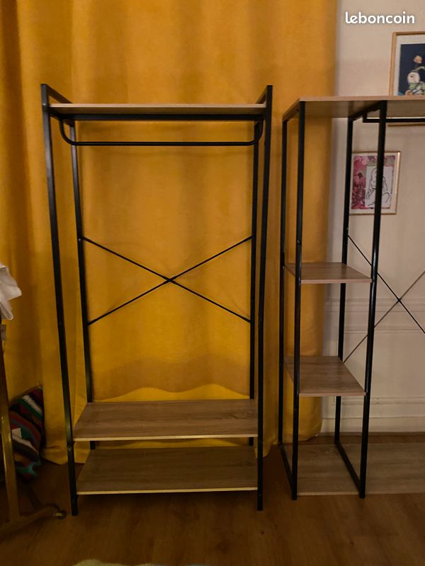 Duo d'étagères design bois et métal (image 2)
