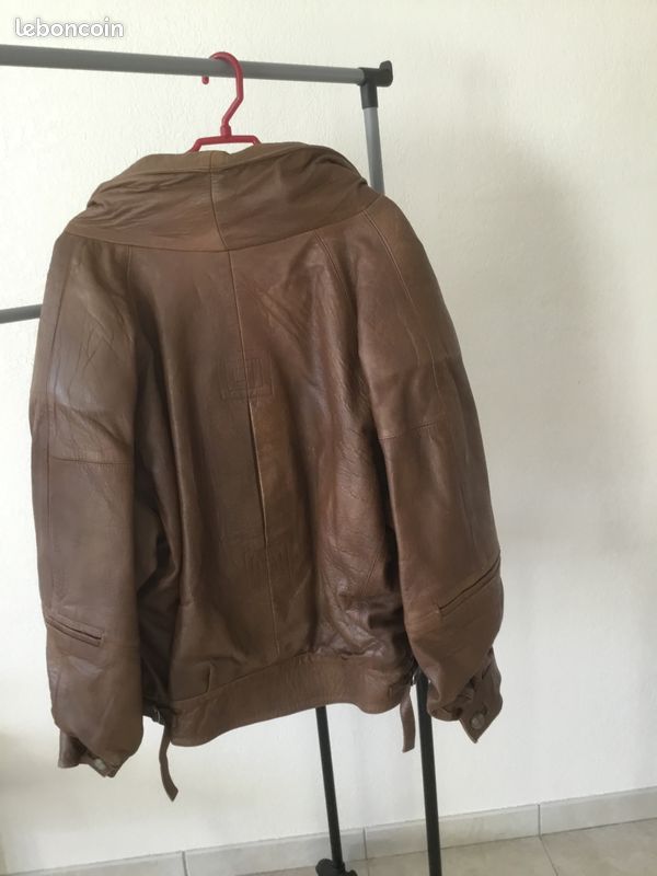 Blouson en cuir HOMME marron clair taille L/XL (image 2)