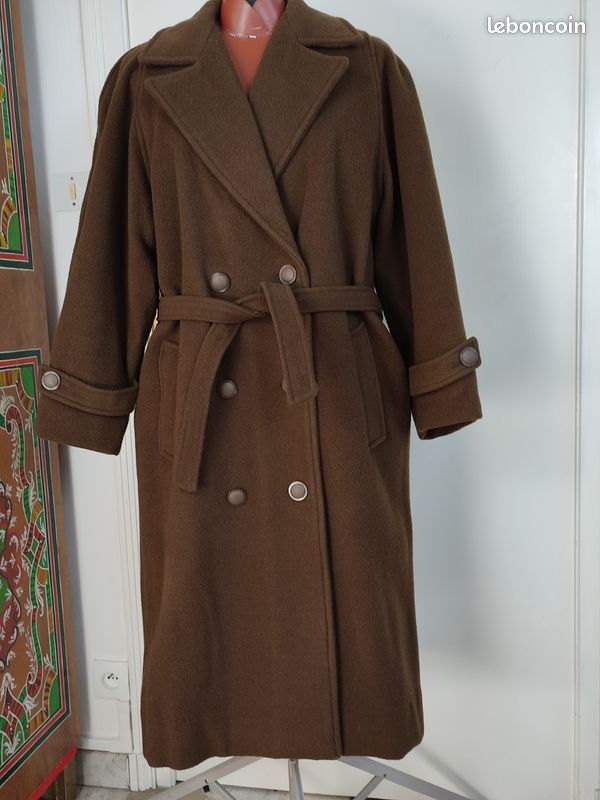 Manteau d'hiver épais, très chaud, en tissu "Drap de Laine" marron T 46 (image 3)