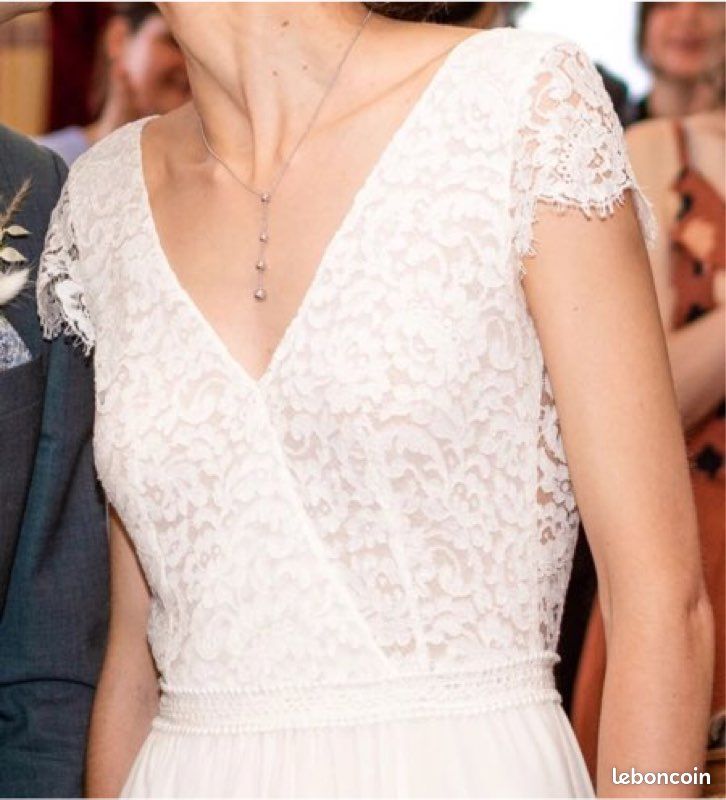 Robe de mariée midi, dos nu en V, dentelle (image 2)