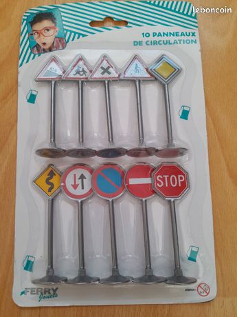 Kontonty - 20 Mini Panneaux De Signalisation Routière - Jouets Éducatifs - 4,6x2,7 Cm