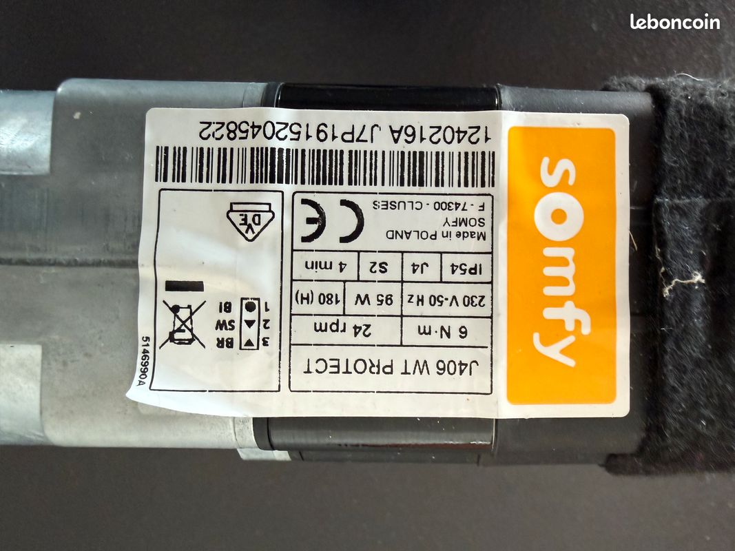 7 moteurs Somfy J406 WT Protect 6 Nm – Occasion (image 1)