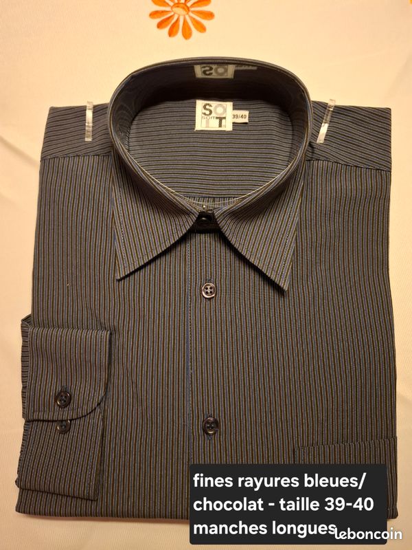 Chemise fines rayures "SOIT" 39-40 - Neuve (image 2)