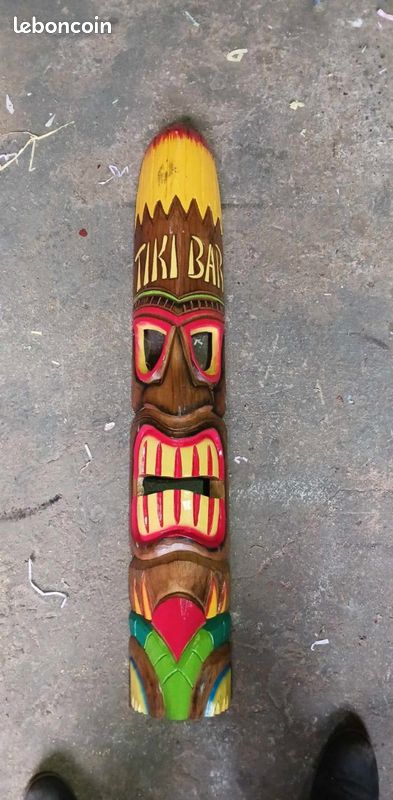 Deco Tiki masque 100 cm en bois d albesia motif Tiki bar (image 2)