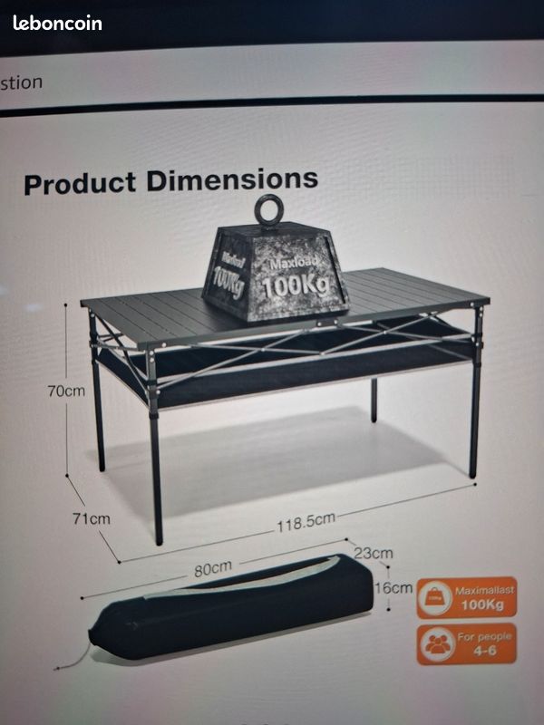 Table De Camping Pliante Sportneer Ultra-légère En Alu – 2kg, Sac De Transport Inclus