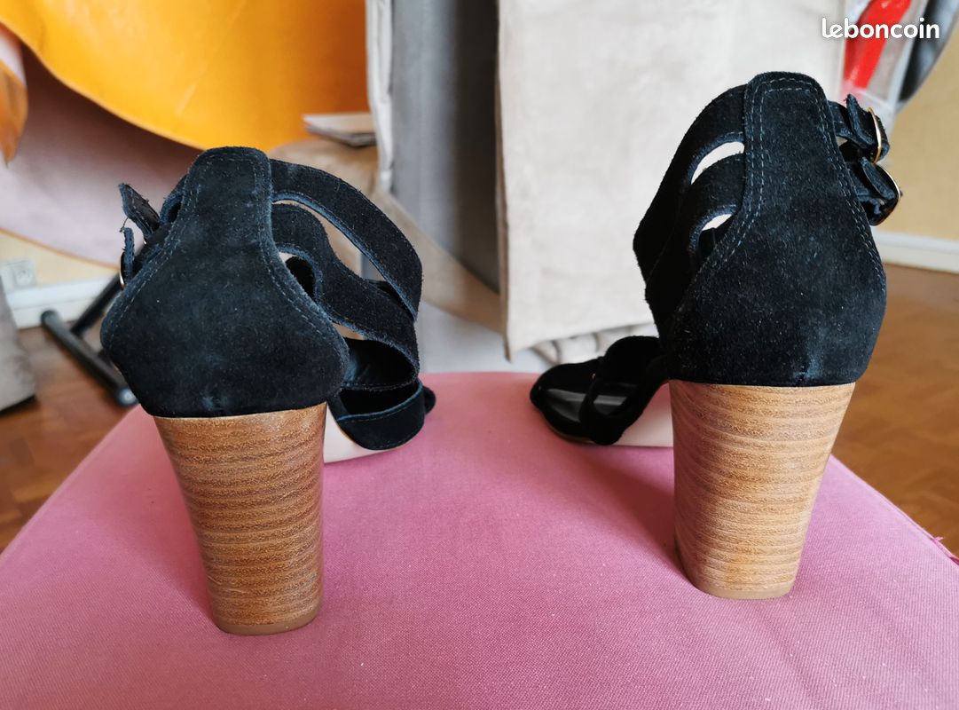 ERAM Escarpins ouverts Cuir Noirs 2 brides Taille 41 (image 14)