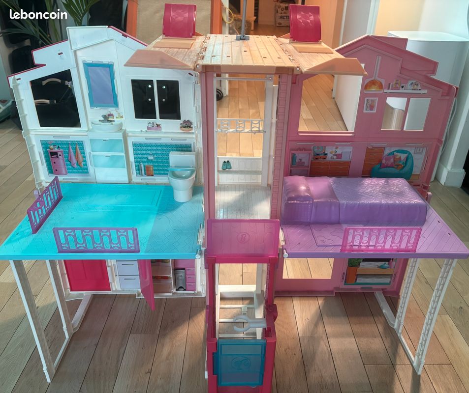 🏠 Grande maison Barbie pliable avec ascenseur 🩷✨ (image 1)