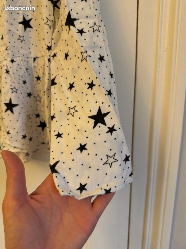 Tunique manches longues blanche motif étoilés IKKS taille M 162 cm idéal 11-12 ans (image 5)