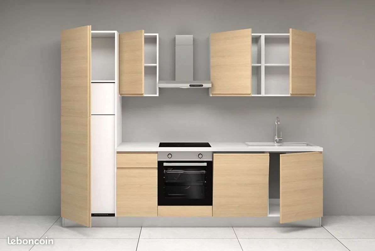 NEUVE Cuisine complète avec électroménager montée All In Carla imitation chêne L. 285 cm (image 1)
