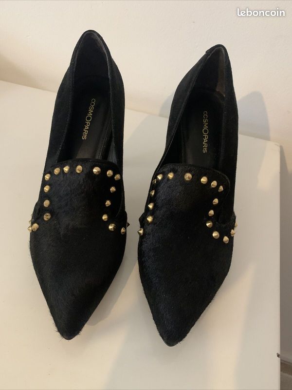 Chaussures Bottines en Cuir à Poils Noirs Cosmo Paris P39 (image 4)