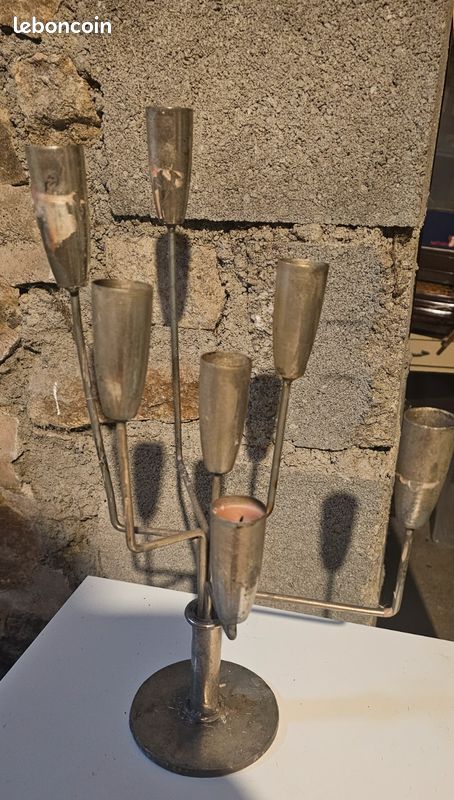 Lot De 7 Bougeoirs En Métal Argenté – Très Bon état