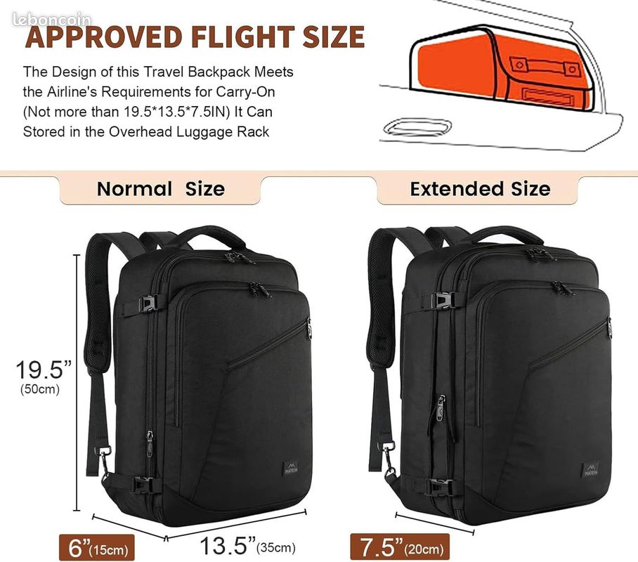 MATE IN Sac a Dos Voyage Cabine Avion, Sac à Dos Homme Travail