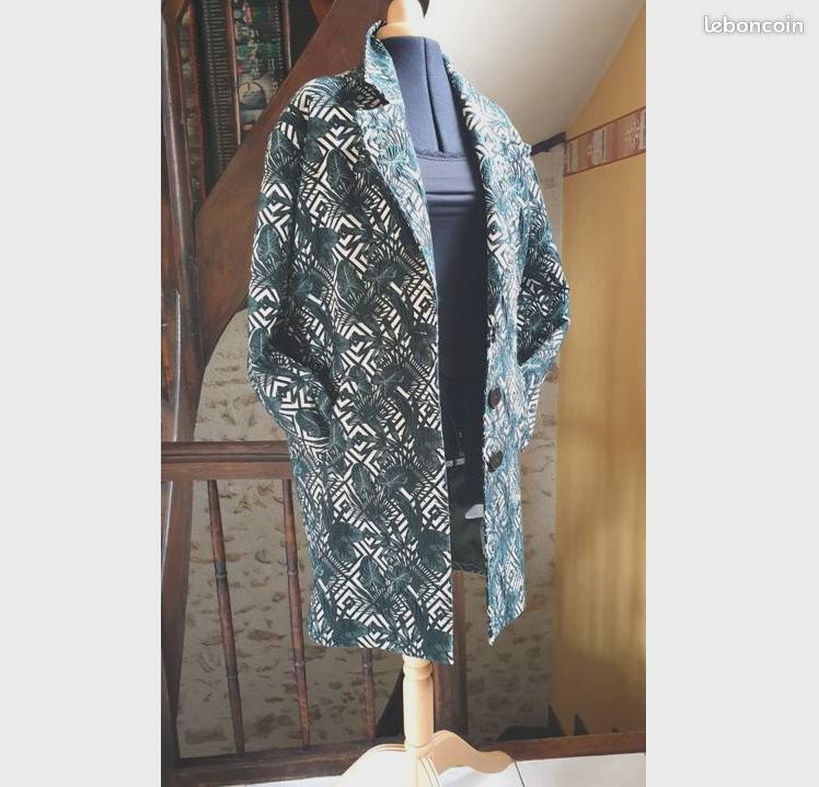 Manteau imprimé vert / écru La Redoute T 40/42 (image 1)