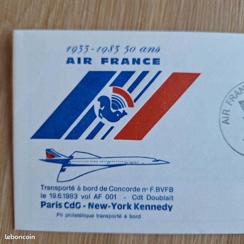 Enveloppe 1er jour 50 ans Air France Concorde Paris CdG / New-York Kennedy (image 2)