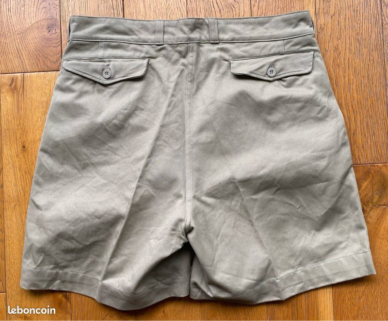 Short Chino Militaire Italien Vintage - Homme Taille 32 - Kaki/beige - Coton - Années 90 - Neuf Sans étiquette