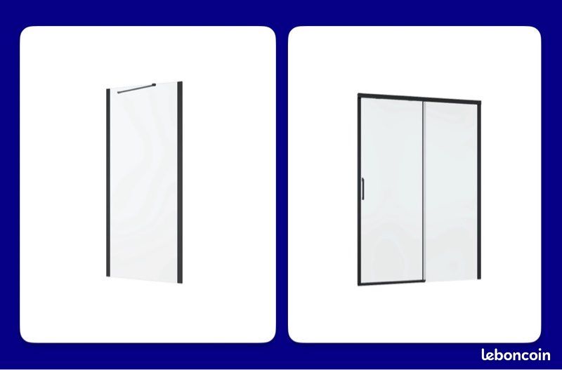 Porte de douche coulissante 160x90 transparent et son retour (image 2)
