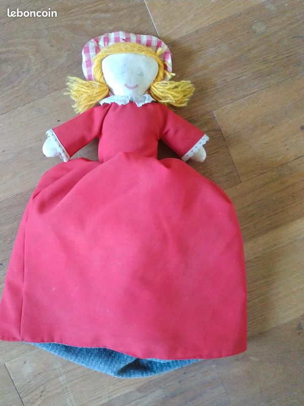Grande Poupée De Foire Petit Chaperon Rouge, 66 Cm, Années 60, Jouet Ancien France