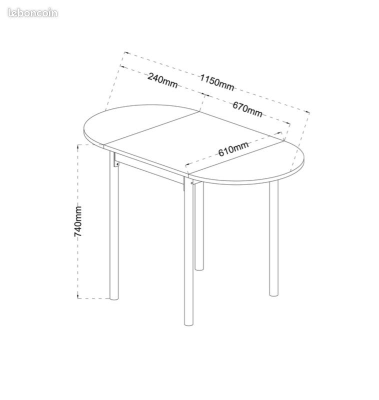 Table de cuisine avec allonge gris FLIPP 4 (image 4)