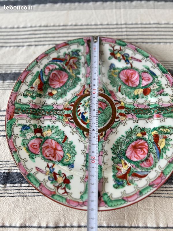Assiette porcelaine Rose Medaillon Macao vintage (image 10)