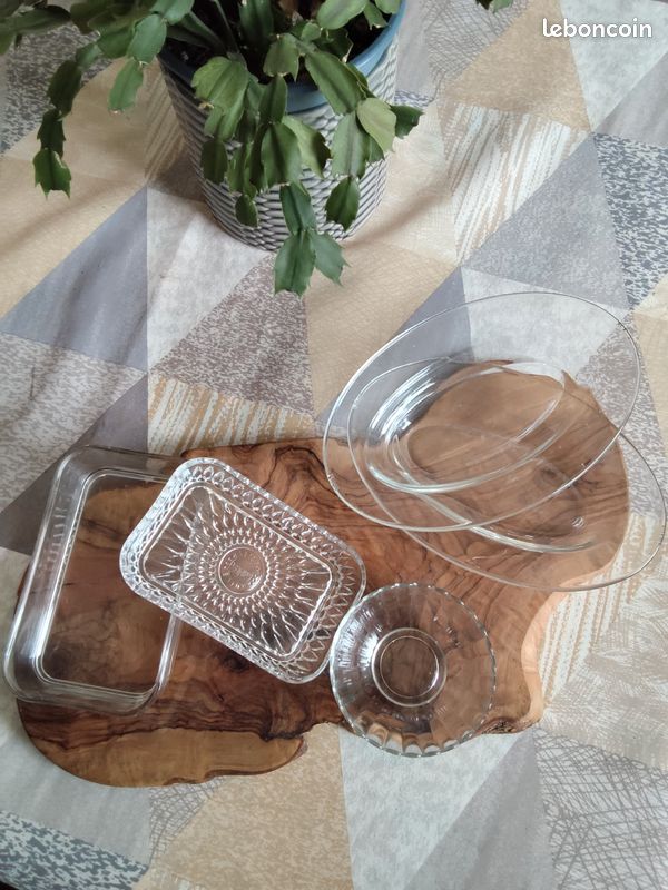 Beurrier Vintage DURALEX Transparent Avec Anse En Métal Doré