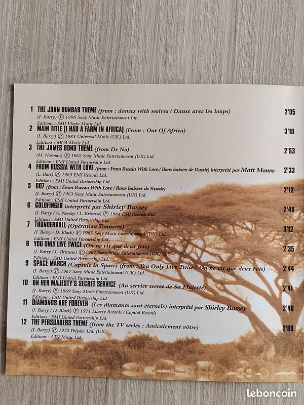 CD les plus belles musiques de John Barry (image 6)
