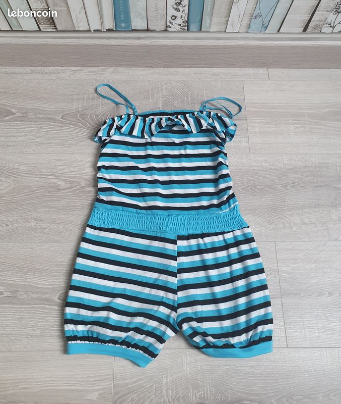 Combishort rayé bleu, blanc, noir Fille 10 ans Vêtements