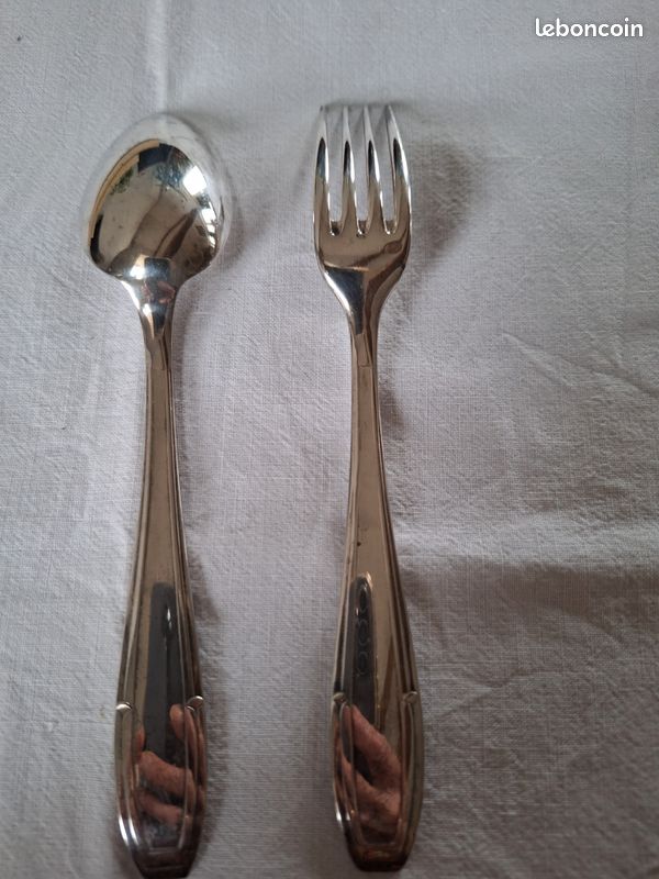 ANCIENS COUVERTS A Salade En Metal Manche Decor Vigne EUR 12,00 - FR