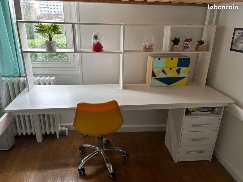 Mezzanine Avec Bureau Et Lit 140x190 Cm, En Bois, Occasion