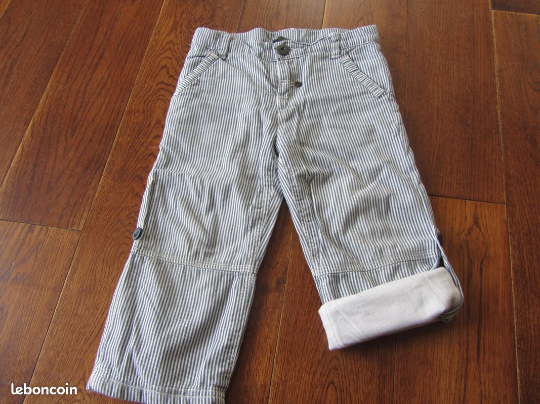 Pantalon rayé bleu et blanc 2 ans TBE (image 1)