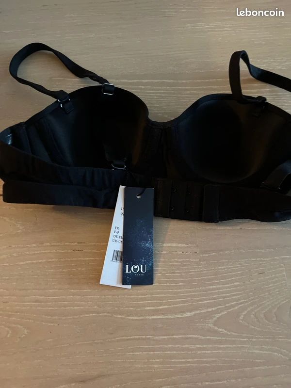 Soutien-gorge LOU Innocence Noir – Sans Armature, Taille 85B (70B EU)